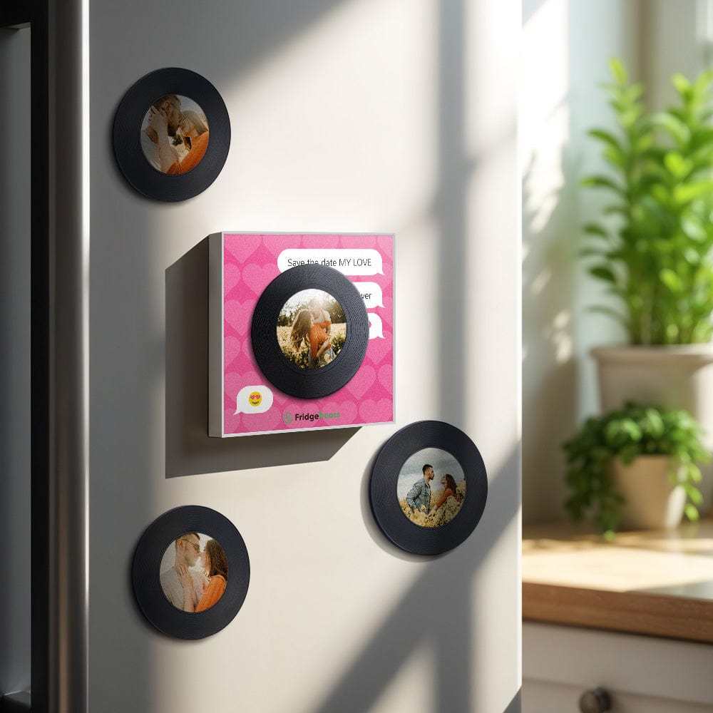 Custom Music & Photo Fridge Magnet Can Customize 1-6 Vinyl and Songs - GiftLab