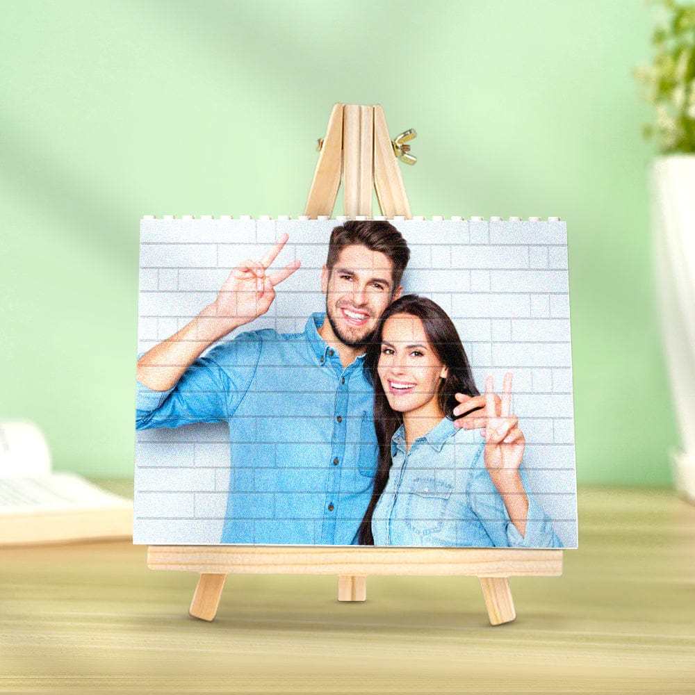 Custom Building Brick Photo Block Square Shape Puzzle Couple Gift For Anniversary Valentine's Day Gifts - Giftlab