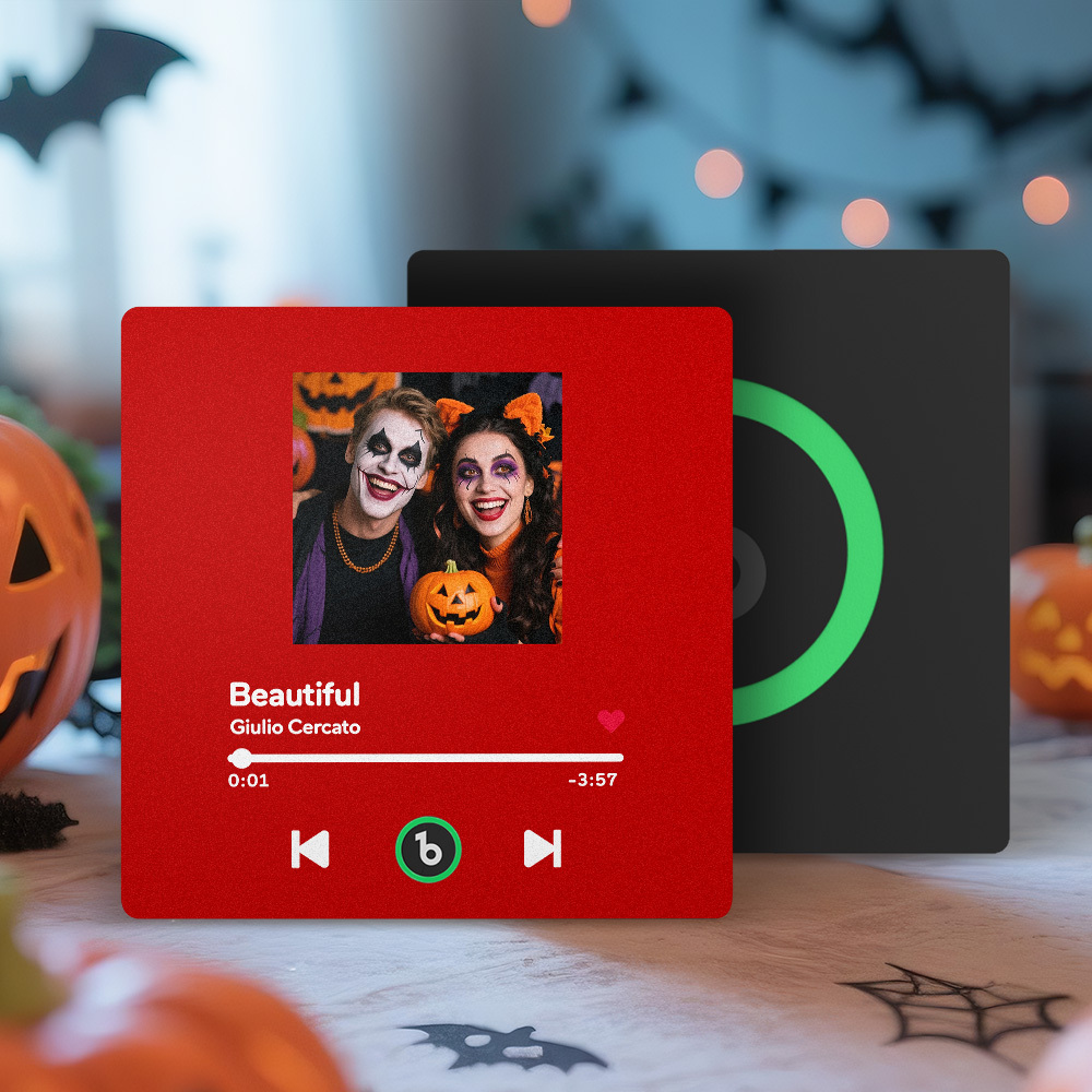 Custom Music Fridge Magnet Colorful Frame Personalized Album Fridge Magnet That Can Be Played Song Halloween Gift for Couple - MyCustomBrickFigures
