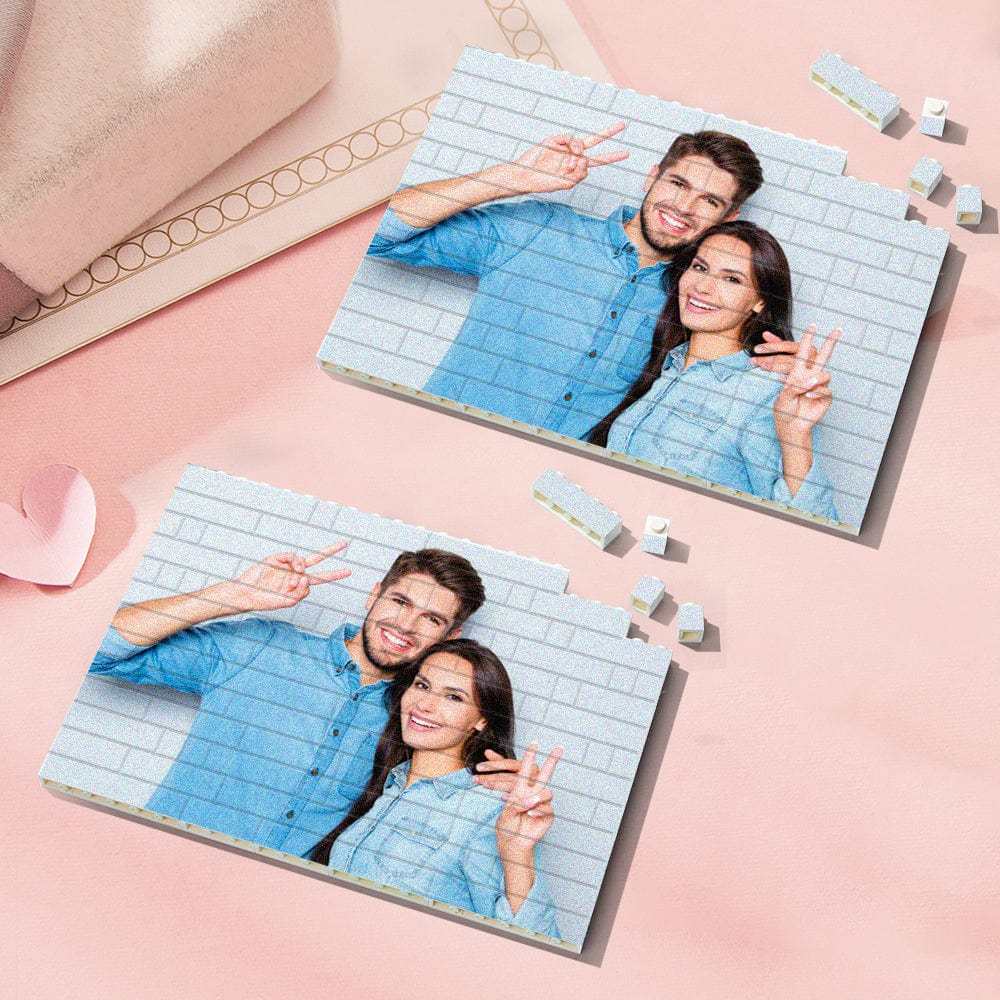 Custom Building Brick Photo Block Square Shape Puzzle Couple Gift For Anniversary Valentine's Day Gifts - Giftlab