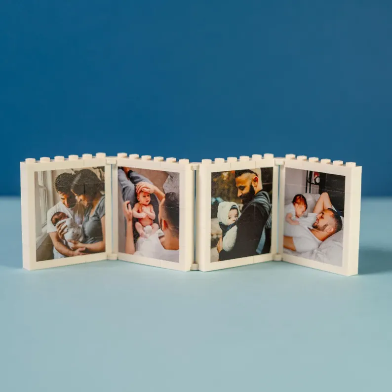 Personalised Fold-Out Daddy & Me Brick Photo Block Gift Mini Photo Album Keepsake Gift for Dad, Puzzle, Him, Dad, Fathers Day, Grandad