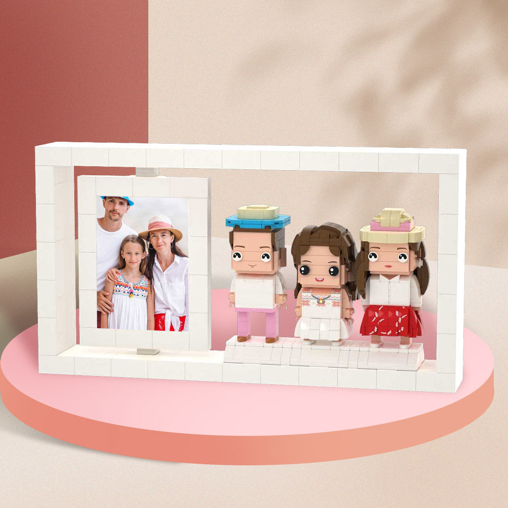 Gifts for Family Full Body Customizable 3 People Custom Brick Figures Photo Frame Small Particle Block