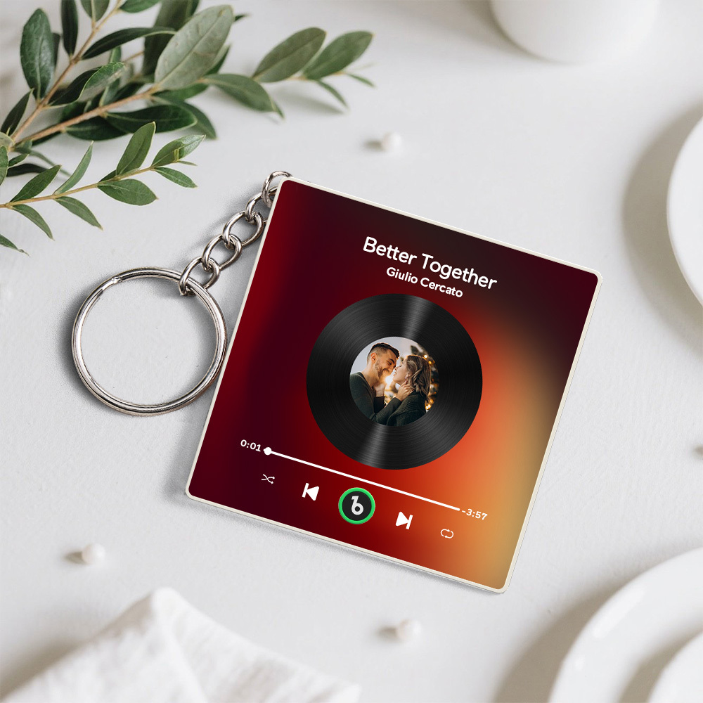 Personalized Photo Music Keychain Music Box Bag Charm That Plays Music Without Cell Phone Anniversary Gifts - MyCustomBrickFigures