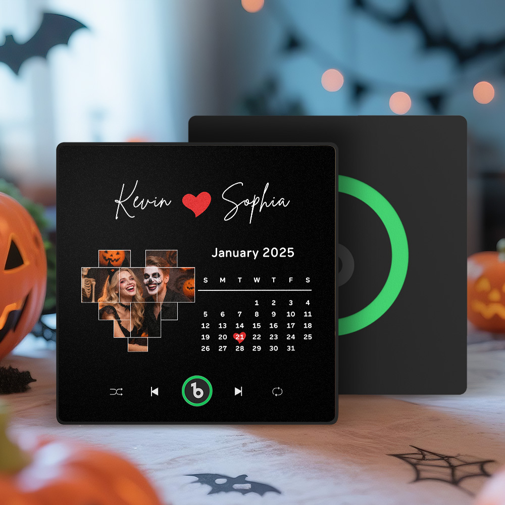 Custom Musical Fridge Magnets with Date Halloween Gifts for Lover - MyCustomBrickFigures