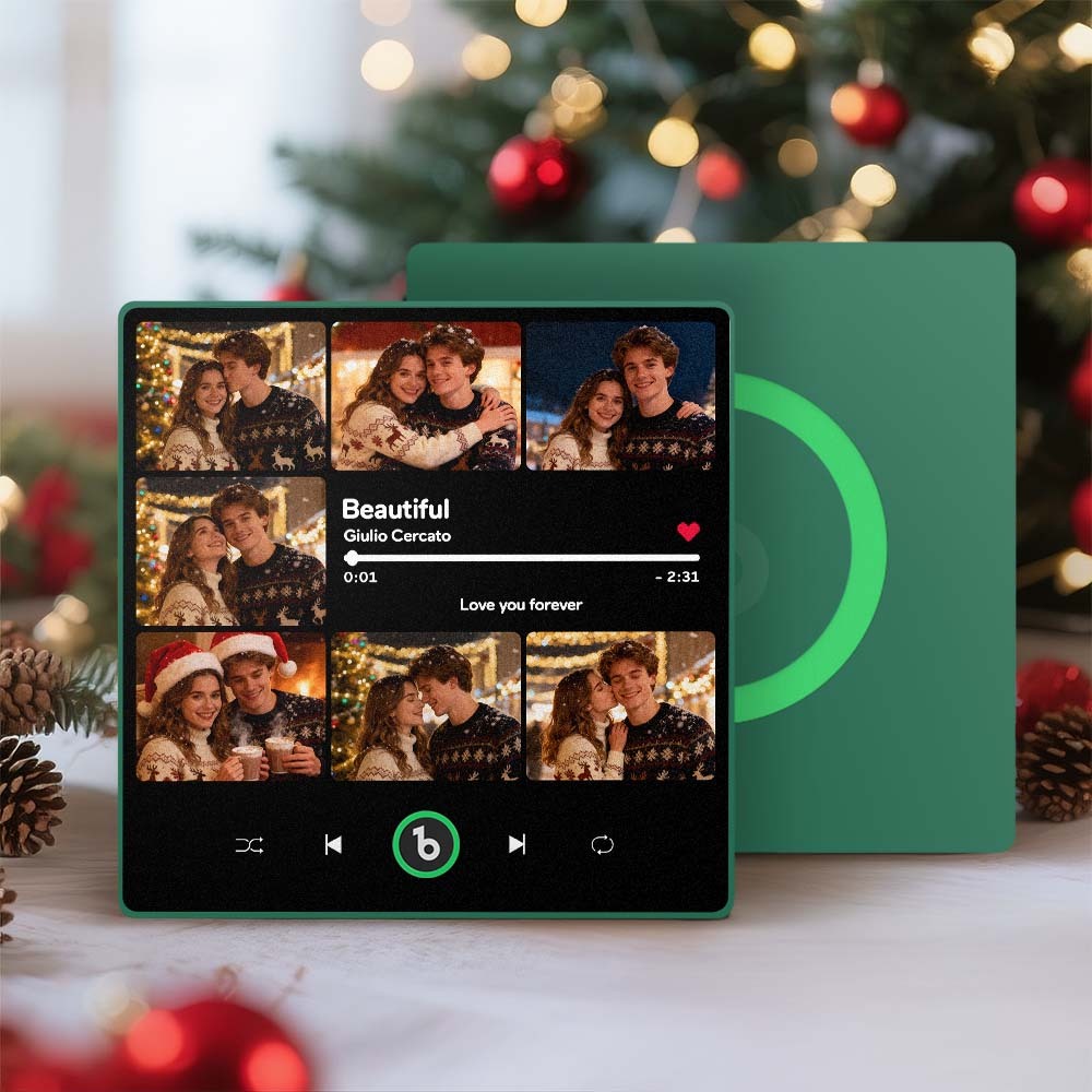 Custom Music & Multi Photo Fridge Magnet Personalized Photo Song Magnet That Can Play Music Christmas Gift for Couple - MyCustomBrickFigures