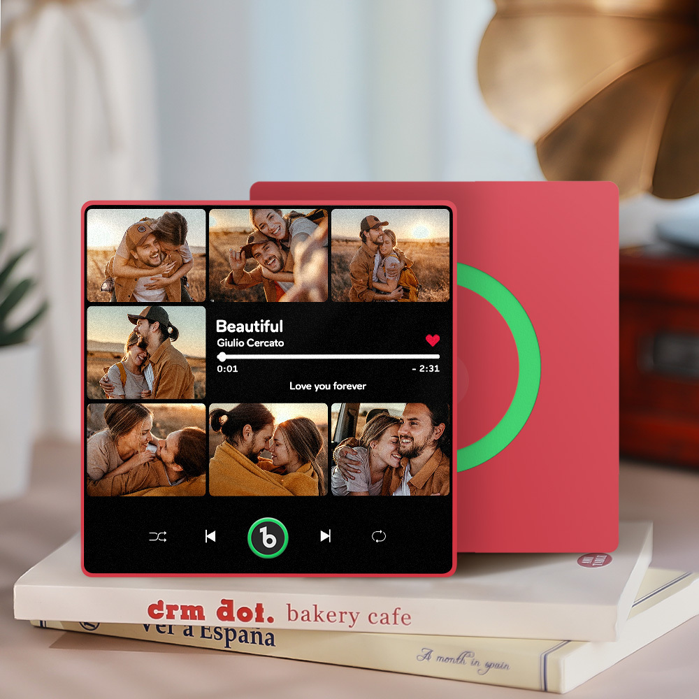 Custom Music & Multi Photo Fridge Magnet Personalized Anniversary Gift for Couple