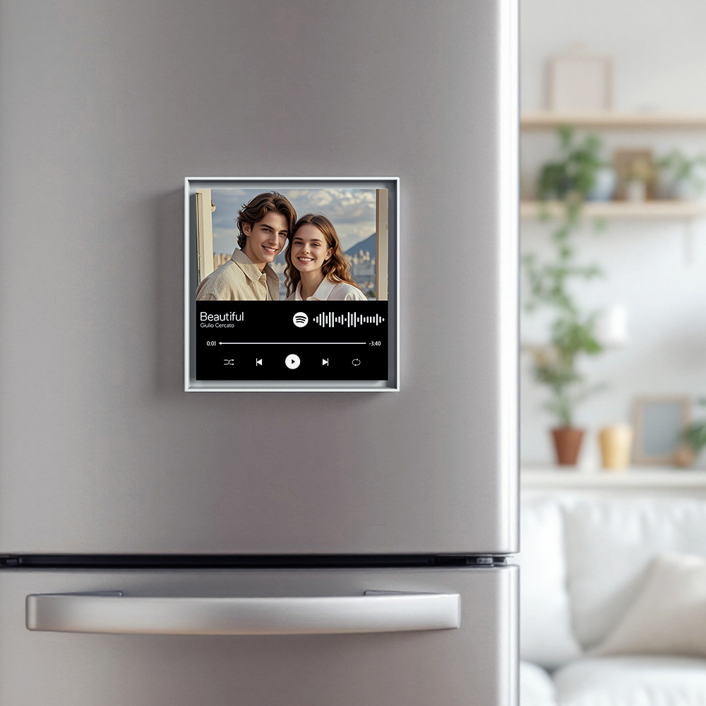 Personalized Music Photo Fridge Magnet Custom Spotify Frame Art Music Fridge Magnet Gift for Couple
