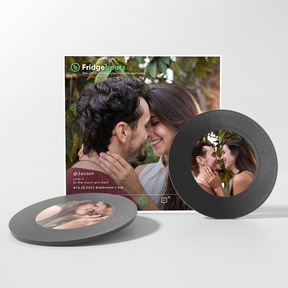 Custom Music Fridge Magnet Supports 1-6 Songs Personalized Photo Fridge Magnets Anniversary Gift for Couple