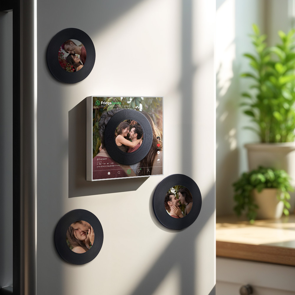 Custom Music Fridge Magnet Supports 1-6 Songs Personalized Photo Fridge Magnets Anniversary Gift for Couple