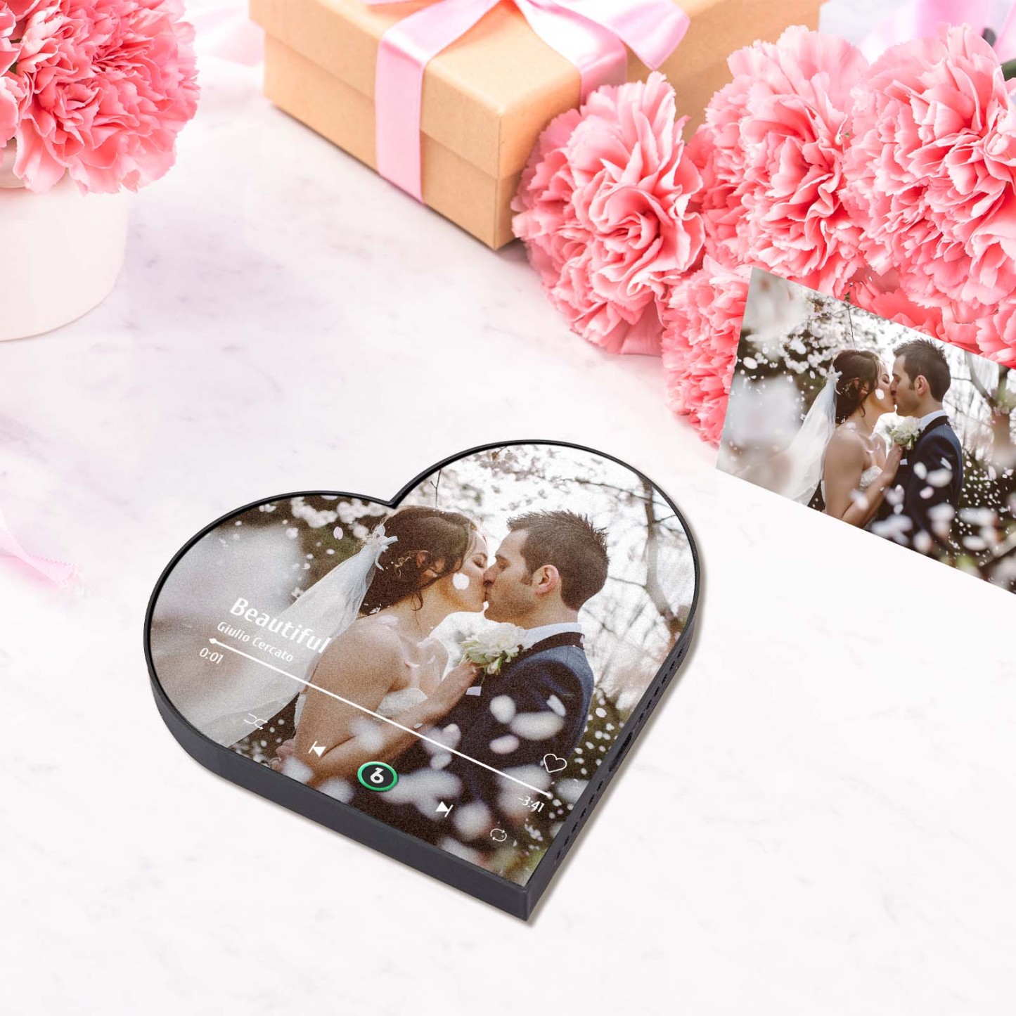 Custom Music Fridge Magnet Custom Heart Frame Album Fridge Magnet Music Wall Photo Sticker Wedding Gift for Bride - MyCustomBrickFigures