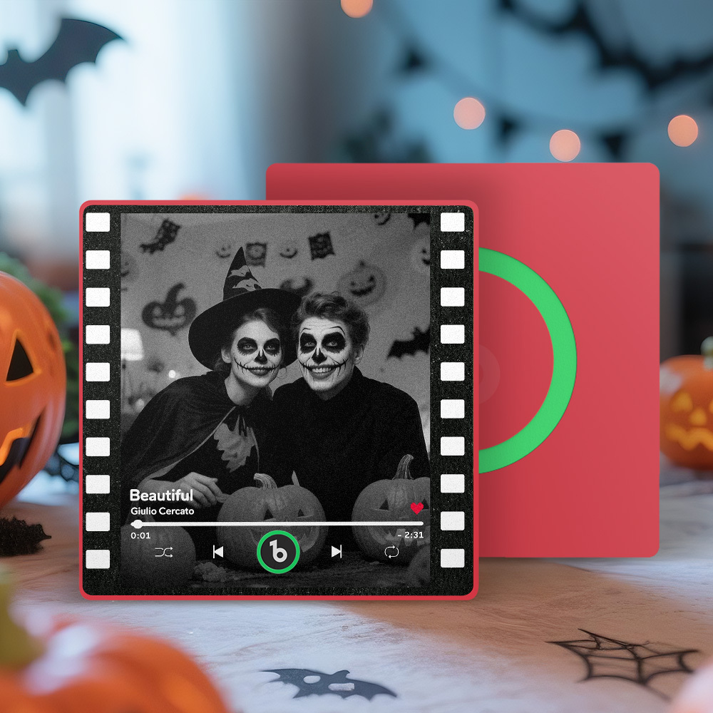 Custom Music Fridge Magnets Vintage Movie Colorful Frame Album Fridge Magnet Can Play Songs Halloween Gift for Couples - MyCustomBrickFigures