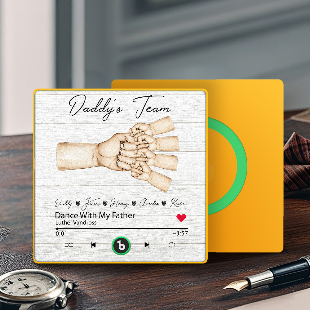 Custom Daddy Team Music Fridge Magnet Gift for Father