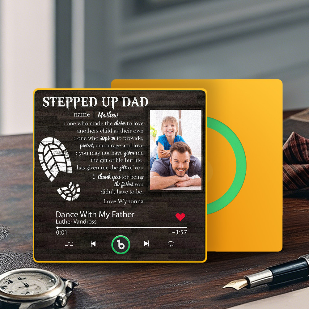 Custom Stepped Up Dad Music Fridge Magnet Gift for Father