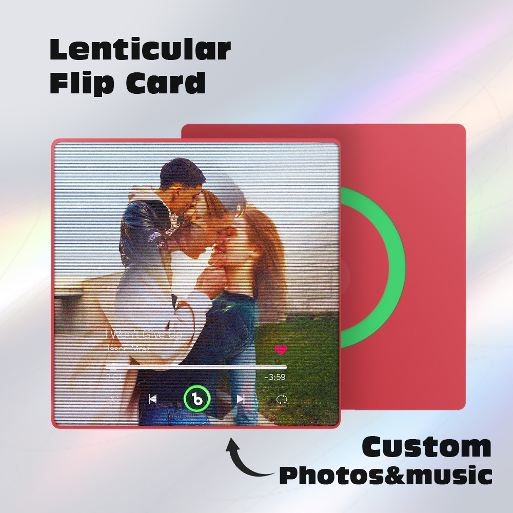 Custom Lenticular Flip Music Fridge Magnet Personalized 2 Photos in 1 Album Fridge Magnet for Couple - MyCustomBrickFigures
