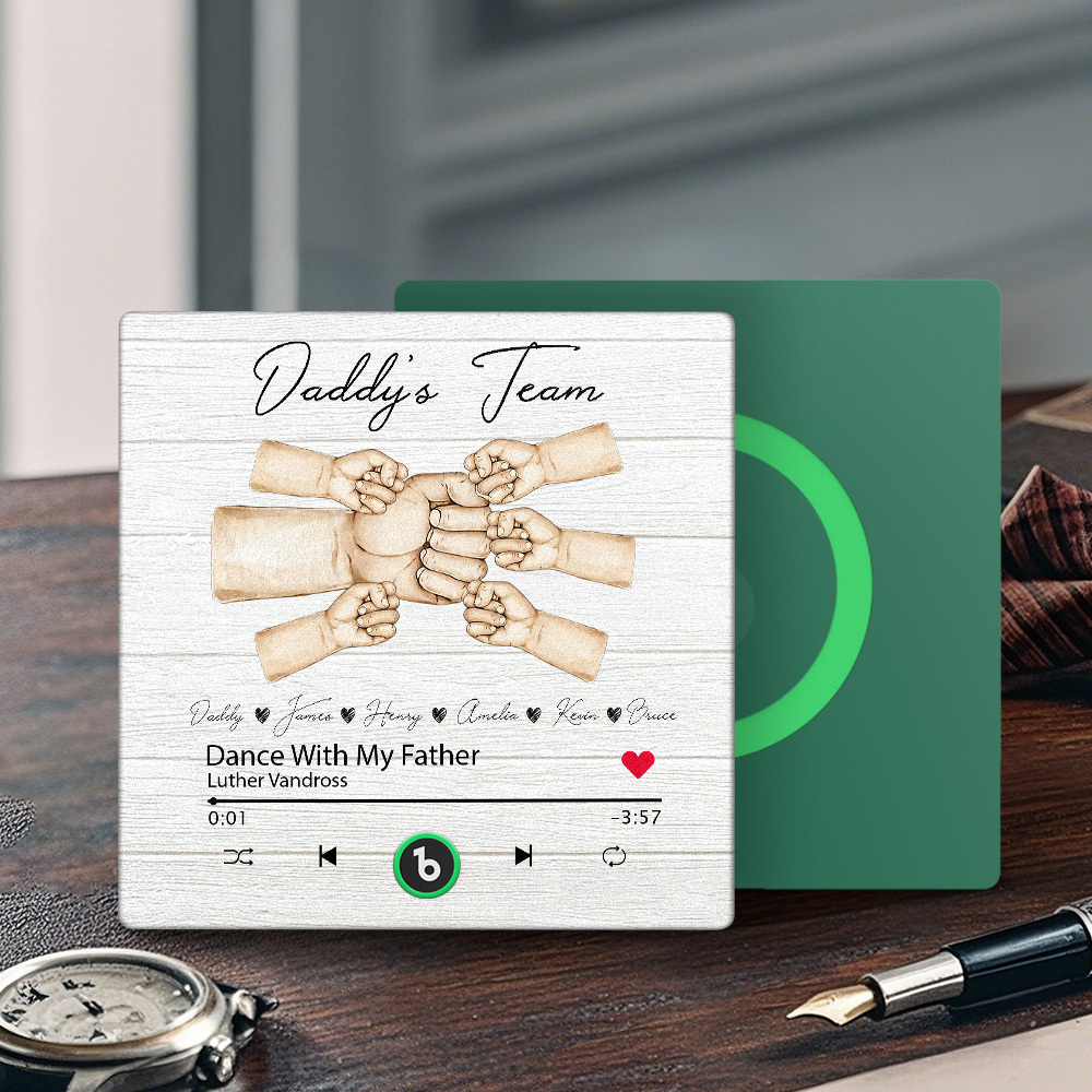 Custom Daddy Team Music Fridge Magnet Gift for Father