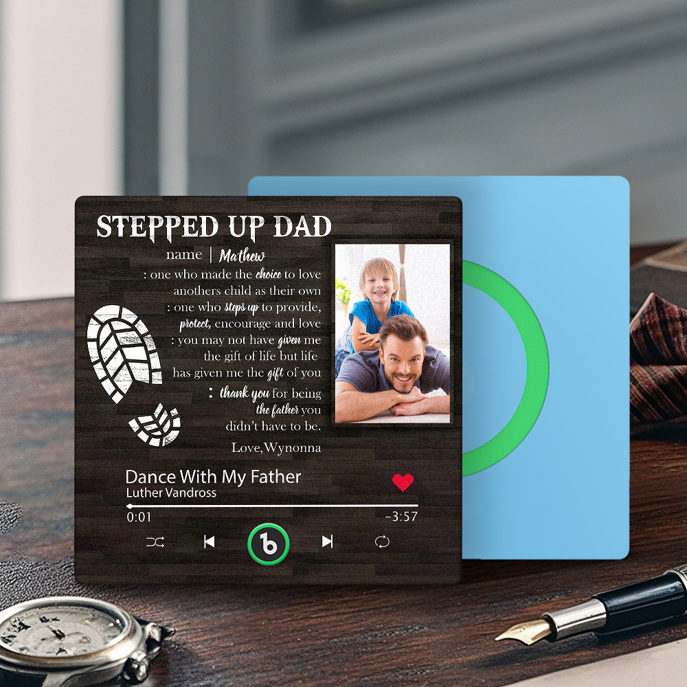 Custom Stepped Up Dad Music Fridge Magnet Gift for Father