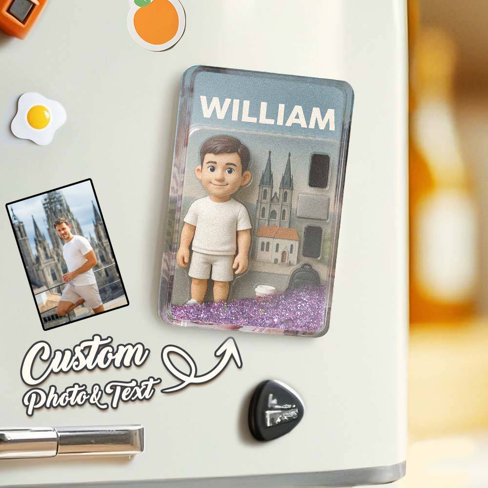 Custom 3D Effect Action Figure Pack Packaging Toy Box Style Art Gift Personalized Quicksand Fridge Magnet Gift for Father - Giftlab
