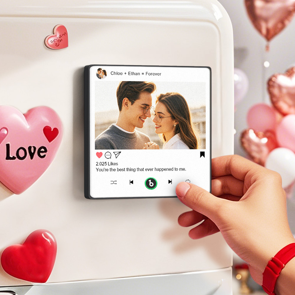 Custom Music Fridge Magnet Gifts for Her Him, Personalized Photo Gifts for Boyfriend Girlfriend Husband Wife, Unique Gift for Anniversary - MyCustomBrickFigures