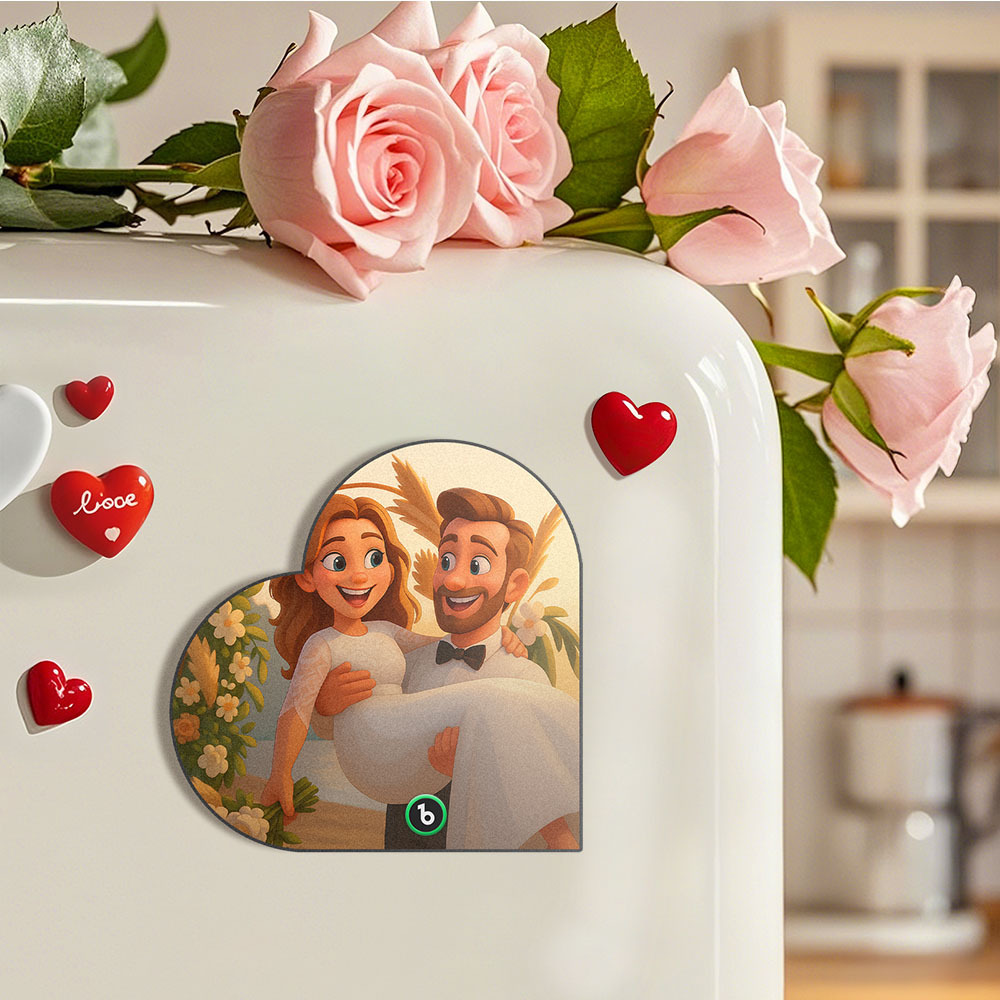Custom Heart-Shaped Music Fridge Magnet Personalized Photo Various Cartoon Style Song Fridge Magnet That Can Play Songs Wedding Gifts Anniversary Gifts for Couple - MyCustomBrickFigures