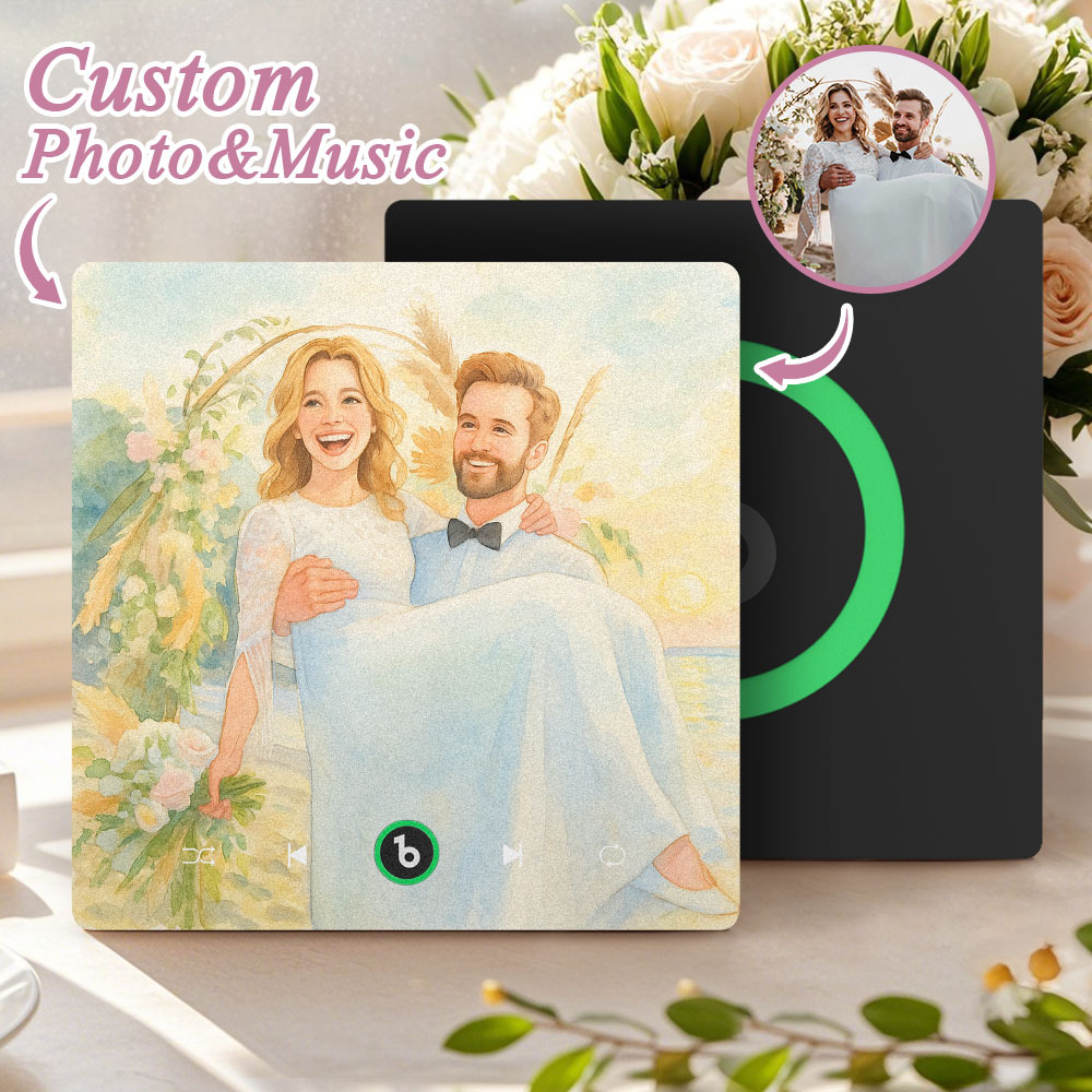 Custom Music Fridge Magnet Personalized Photo Various Cartoon Style Song Magnet That Can Play Songs Wedding Gifts Anniversary Gifts for Couple - MyCustomBrickFigures