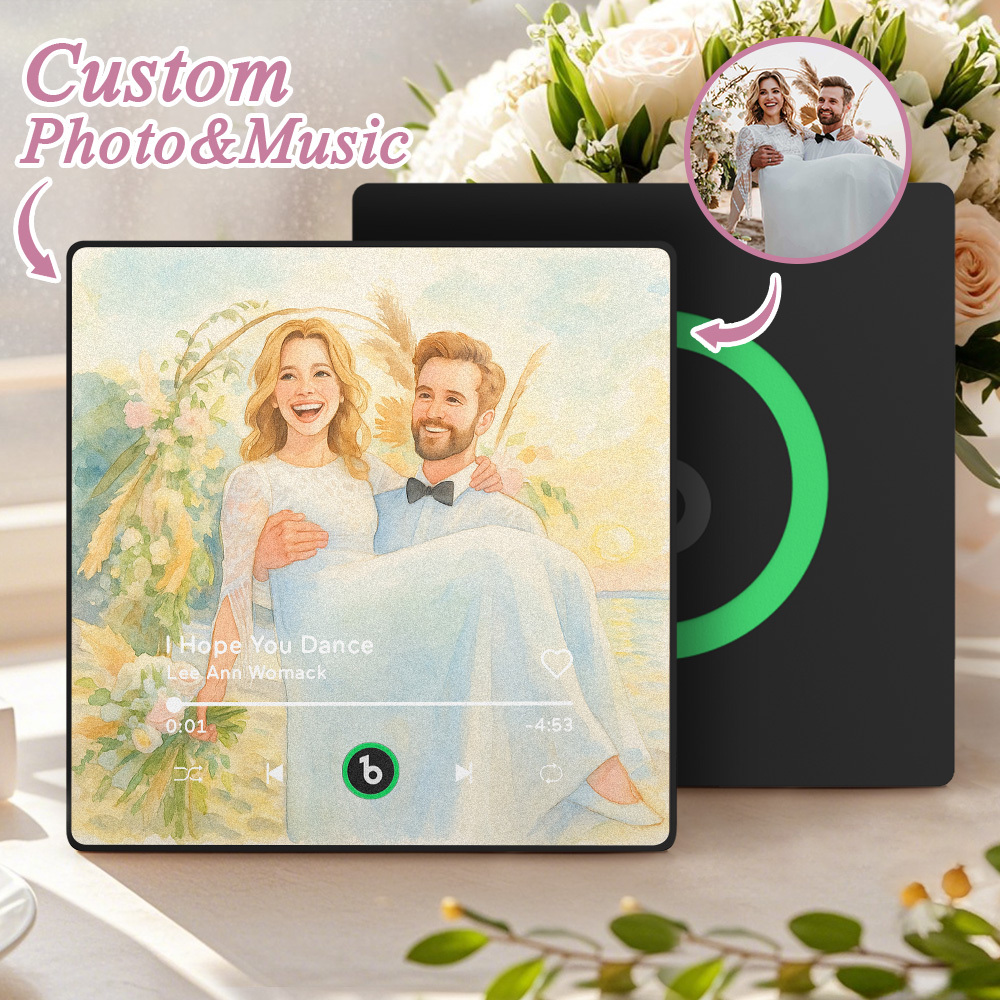Custom Music Fridge Magnet Personalized Photo Various Cartoon Style Song Fridge Magnet That Can Play Songs Wedding Gifts Anniversary Gifts for Couple - MyCustomBrickFigures