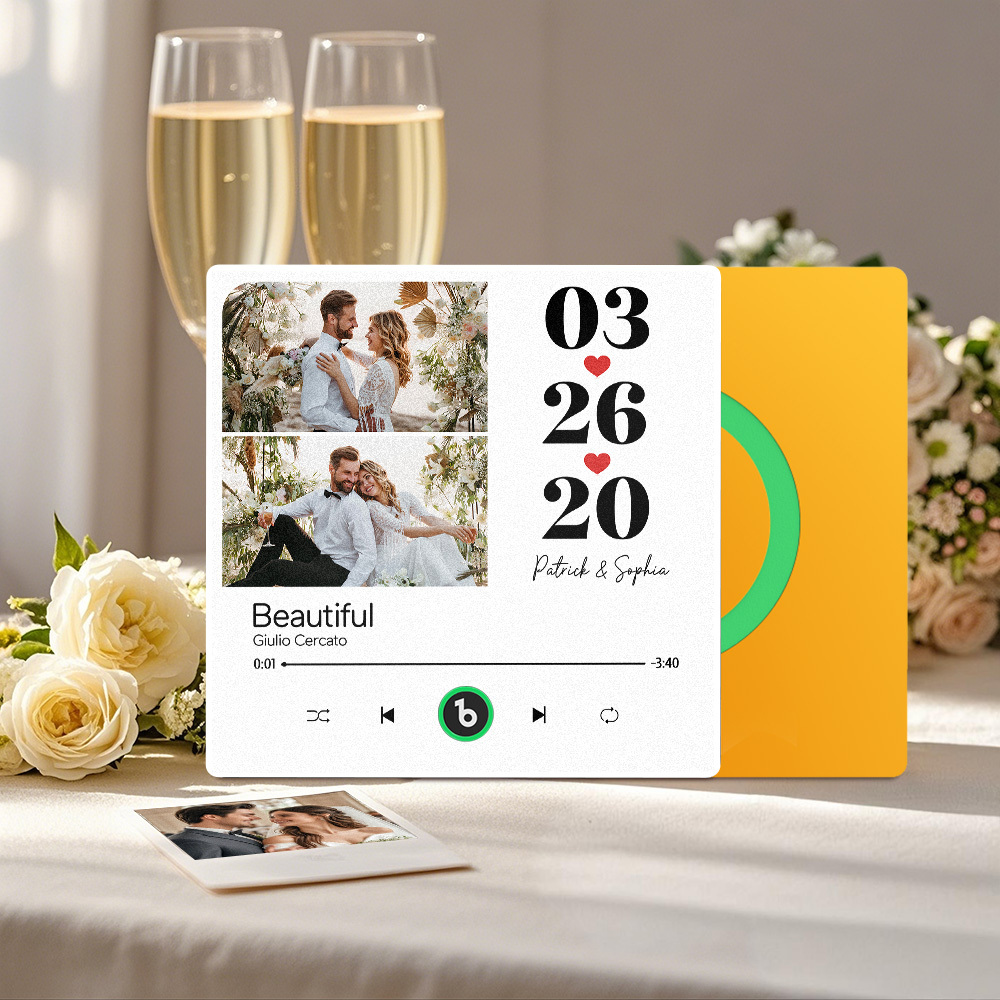 Custom Music Fridge Magnet Personalized 2 Photos Song Magnet That Can Play Songs Wedding Gifts Anniversary Gifts for Couple - MyCustomBrickFigures