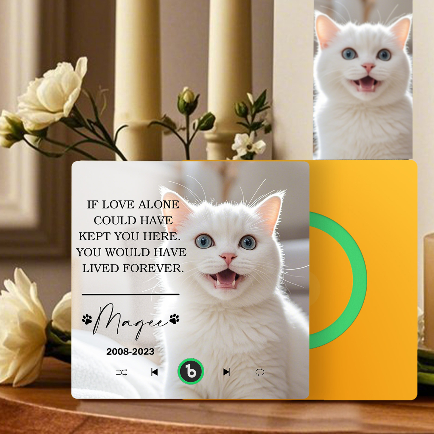 Custom Music Fridge Magnet Personalized Pet Photo & Name Magnet for Fridge That Can Play Songs Memorial Gifts for Pet Lover - MyCustomBrickFigures