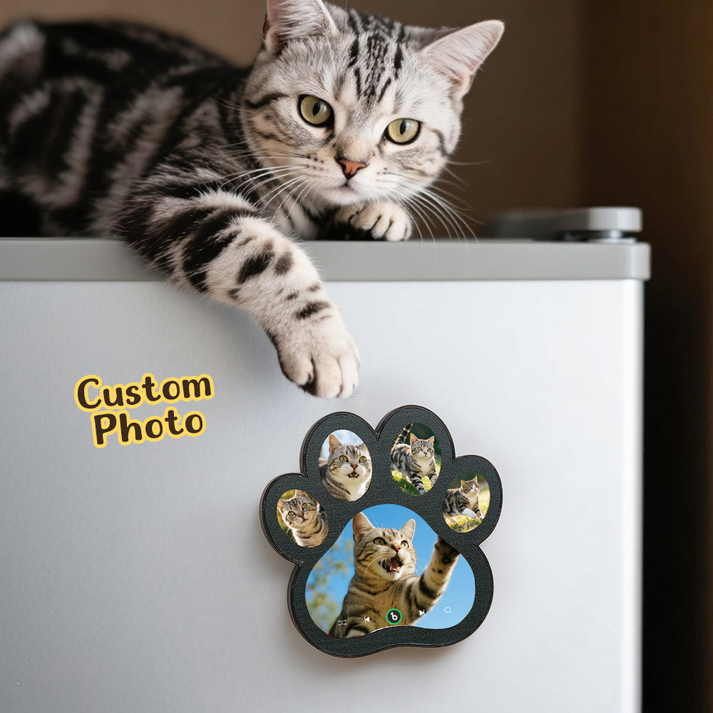 Custom Music Fridge Magnet Personalized Paw Print Song Magnets That Can Play Music Anniversary Gifts Memorial Gifts for Pet Lovers - MyCustomBrickFigures