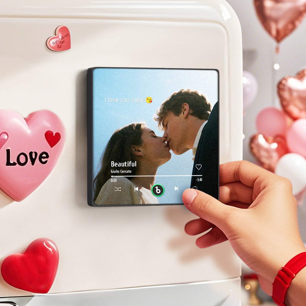 Custom Music Gift Fridge Magnet Custom Photo Music Box Music Box Play Song Valentine Gift For Her Photo Music Magnet Anniversary Gifts for Couple - MyCustomBrickFigures