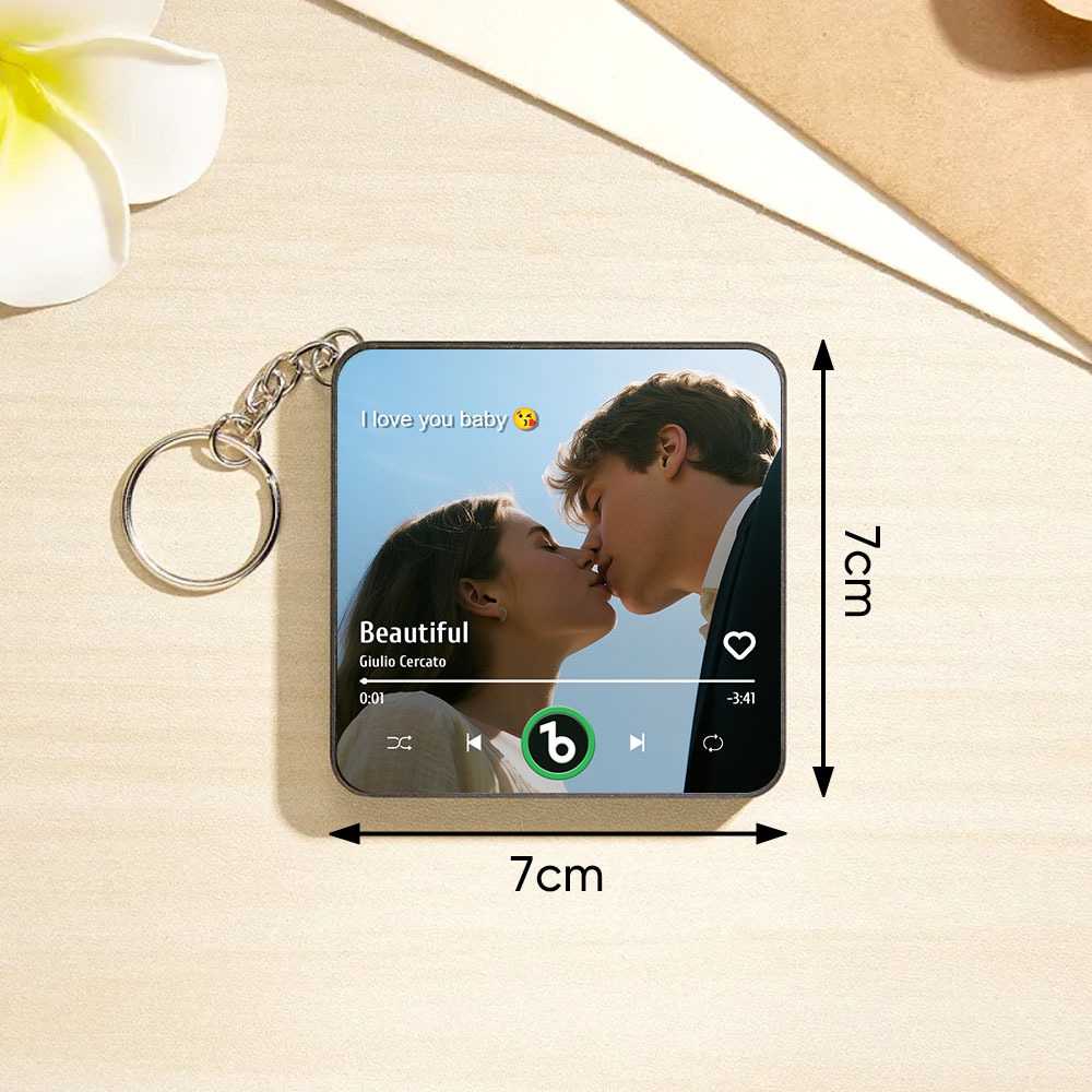 Custom Music Gift Mini Fridge Magnet Keychain Custom Photo Music Box Play Song Valentine Gift For Her Photo Music Magnet Keychain Halloween Gifts for Her - MyCustomBrickFigures