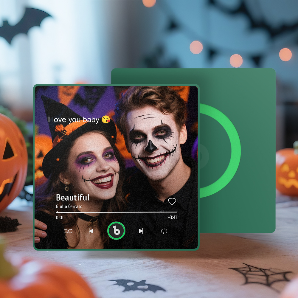 Custom Music Gift Fridge Magnet Custom Photo Music Box Music Box Play Song Photo Music Magnet Halloween Gifts for Couple - MyCustomBrickFigures