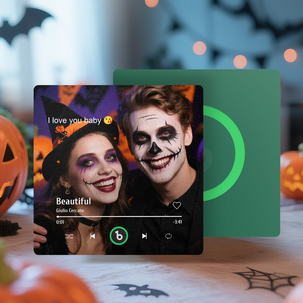 Custom Music Gift Fridge Magnet Custom Photo Music Box Music Box Play Song Photo Music Magnet Halloween Gifts for Couple - MyCustomBrickFigures