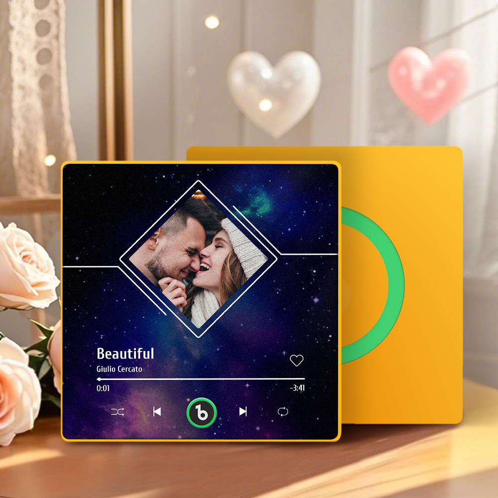 Customized Music Fridge Magnets Starry Sky Music Fridge Magnets Plaque Fridge Magnets Customizable Photos And Music Gift for Couple - MyCustomBrickFigures