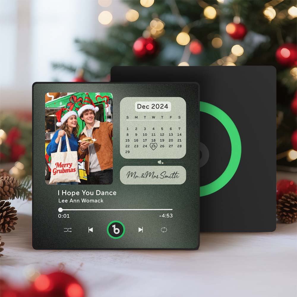 Custom Music Fridge Magnet Personalized Photo Calendar Fridge Magnet With Music That Can Play Song Calendar Gifts Christmas Gifts for Couple - MyCustomBrickFigures