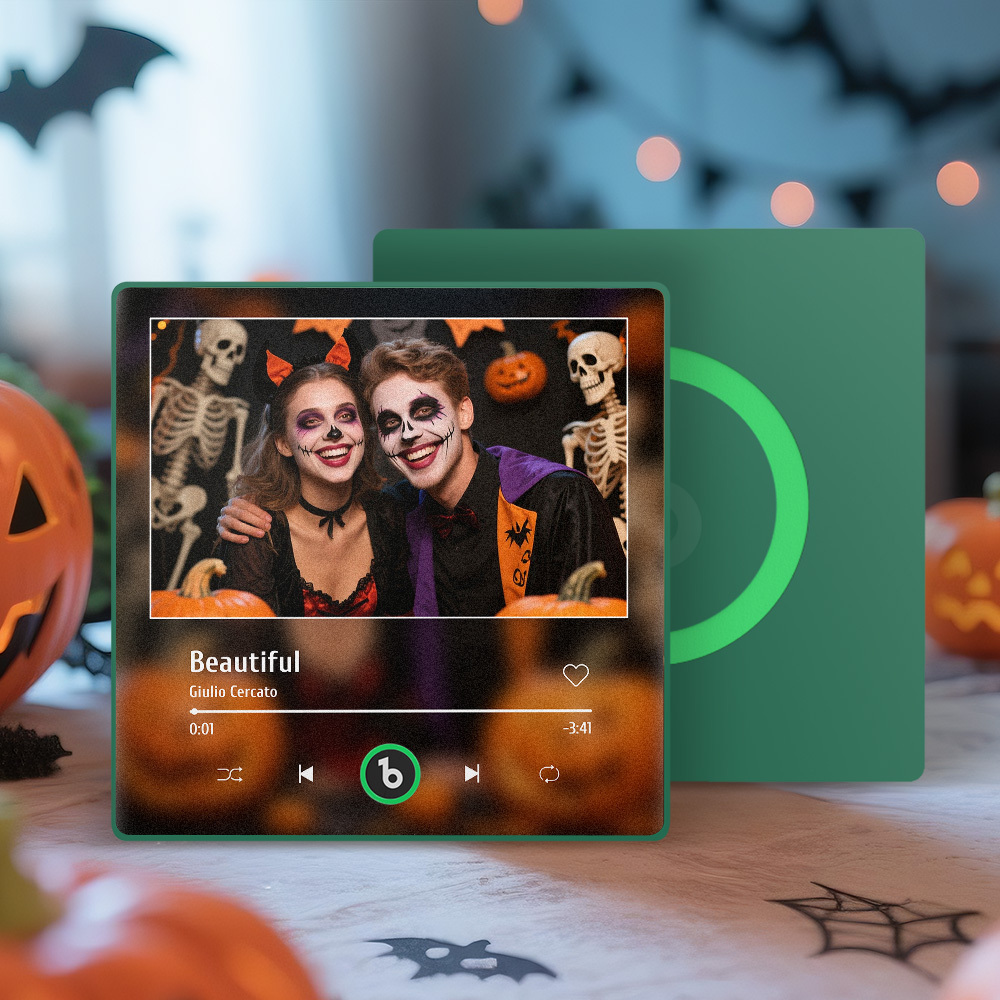 Custom Music Fridge Magnet Personalized Song Magnet Halloween Gift for Him - MyCustomBrickFigures