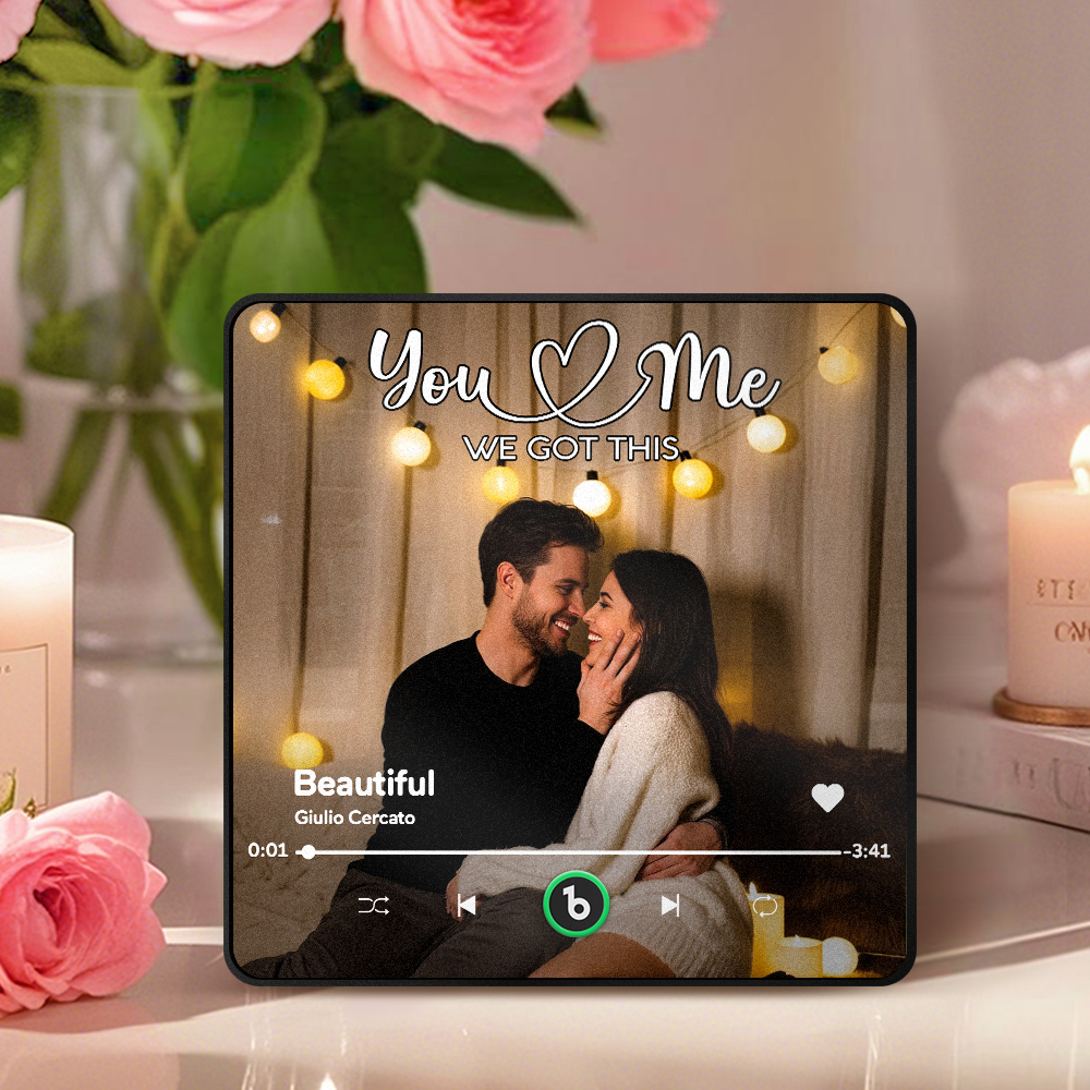 Personalized Music Fridge Magnet Couple Together Upload Photo Song Magnet Gifts for Couple - MyCustomBrickFigures