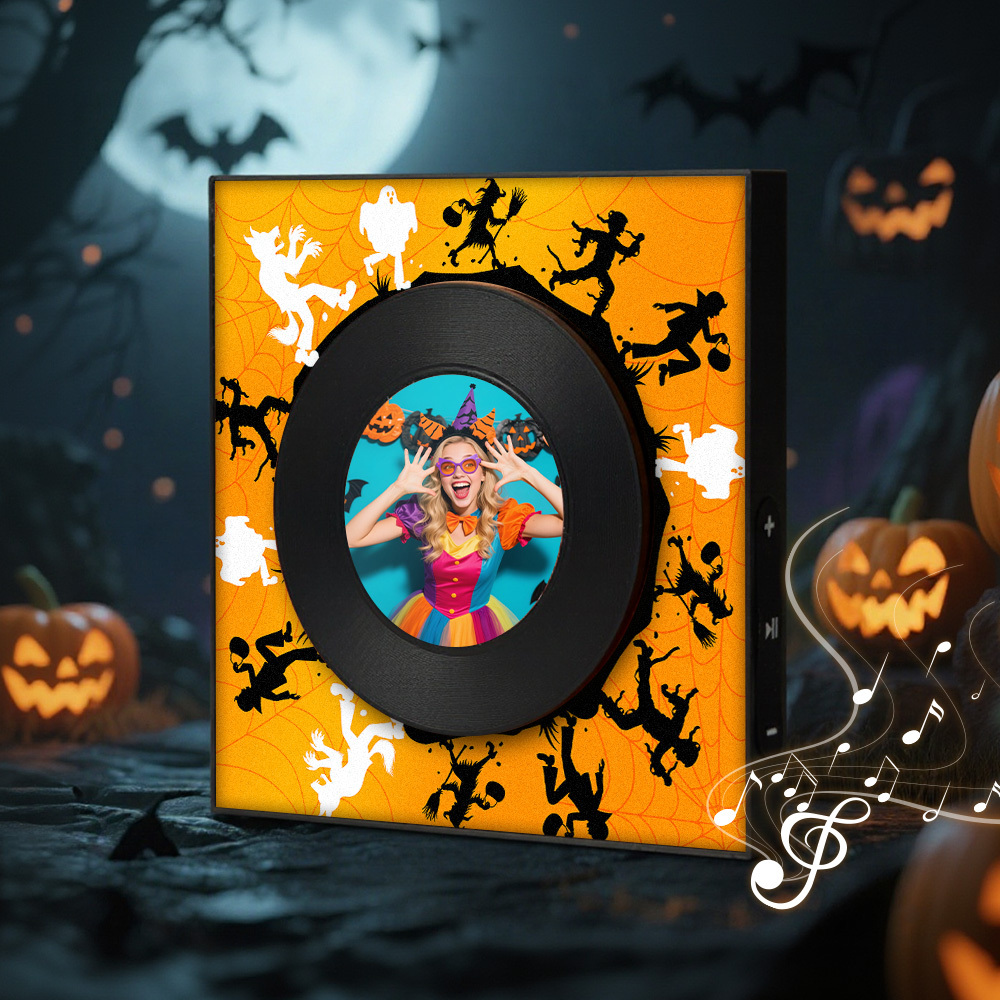 Custom Music & Photo Fridge Magnet Can Customize 1-6  Vinyl Record and Songs Personalized Vintage Photo Song That Can Play Music Halloween Gifts for Couple - MyCustomBrickFigures