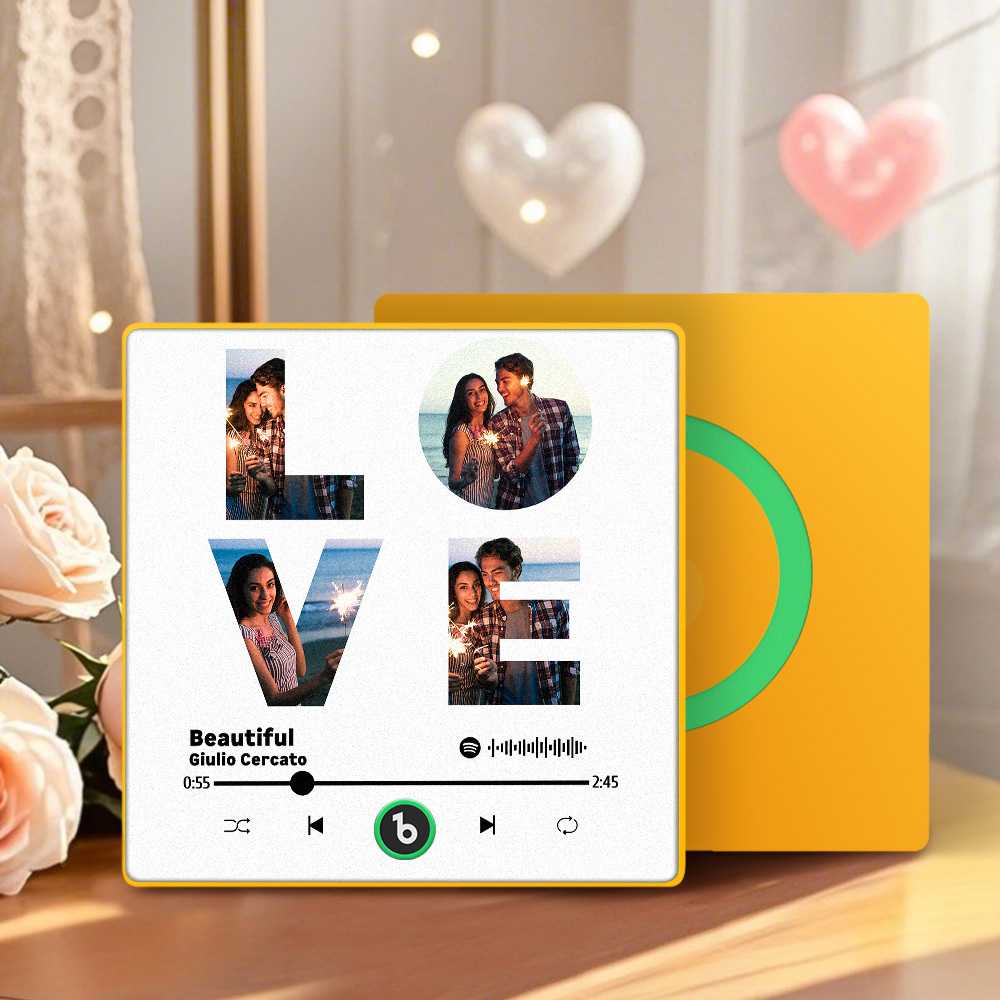 Custom Music Fridge Magnet Personalized Picture Music Fridge Magnet LOVE Photo Refrigerator Magnet Romantic Present for Valentine's Day - MyCustomBrickFigures