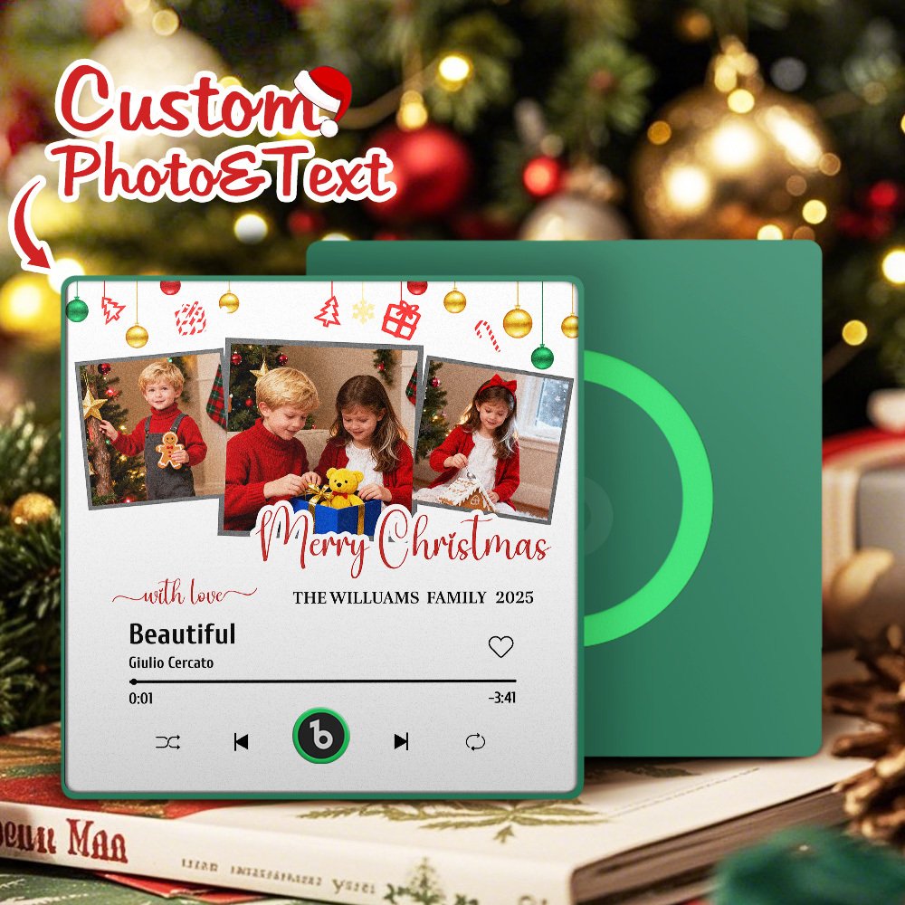 Custom Music Fridge Magnet Colorful Frame Photo and Text Fridge Magnet Gift for Christmas - MyCustomBrickFigures