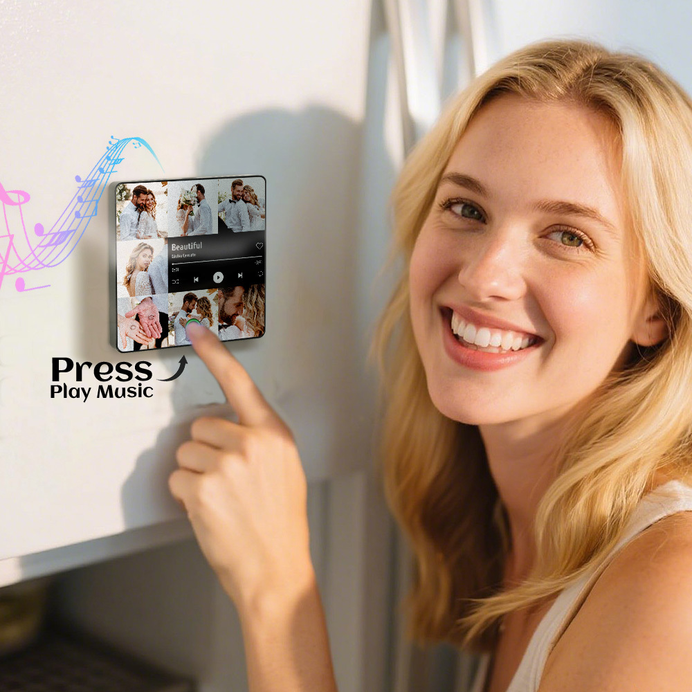 Personalized Music Fridge Magnet Plays Custom Music Fridge Magnet Couple Gifts with Photo Home Decor Best Gift for Boyfriend Girlfriend - MyCustomBrickFigures