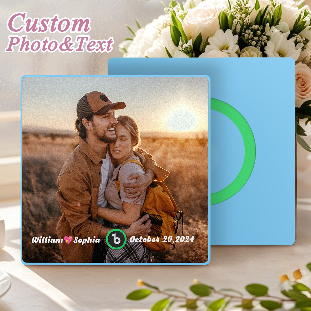 Custom Music Fridge Magnet Personalized Name & Date Fridge Magnet Music Wall Photo Sticker Song Magnets That Can Play Music Anniversary Gifts - MyCustomBrickFigures