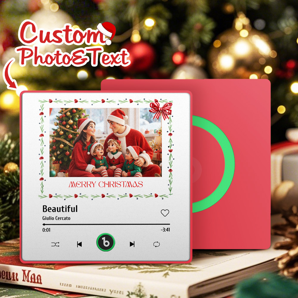 Custom Music Fridge Magnet Colorful Frame Photo and Text Fridge Magnet Gift for Christmas - MyCustomBrickFigures