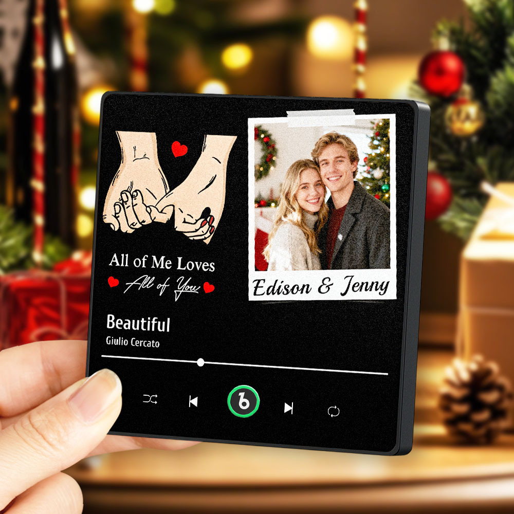 Personalized Picture Music Fridge Magnet Best Gift for Couple "All Of Me Loves All Of You" Christmas Gifts - MyCustomBrickFigures