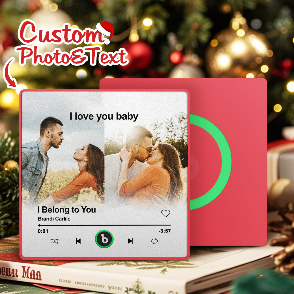 Custom Music Fridge Magnet Personalized 2 Photos Song Magnet Anniversary Gift for Lover - MyCustomBrickFigures