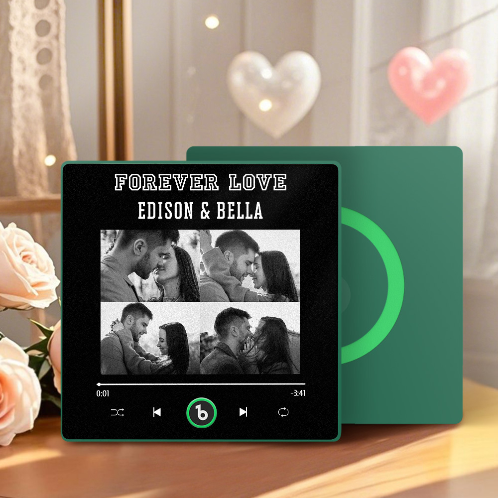 Custom Music Fridge Magnet Personalized 4 Photos Song Magnet Valentine's Day Gift Anniversary Gift for Lover - MyCustomBrickFigures