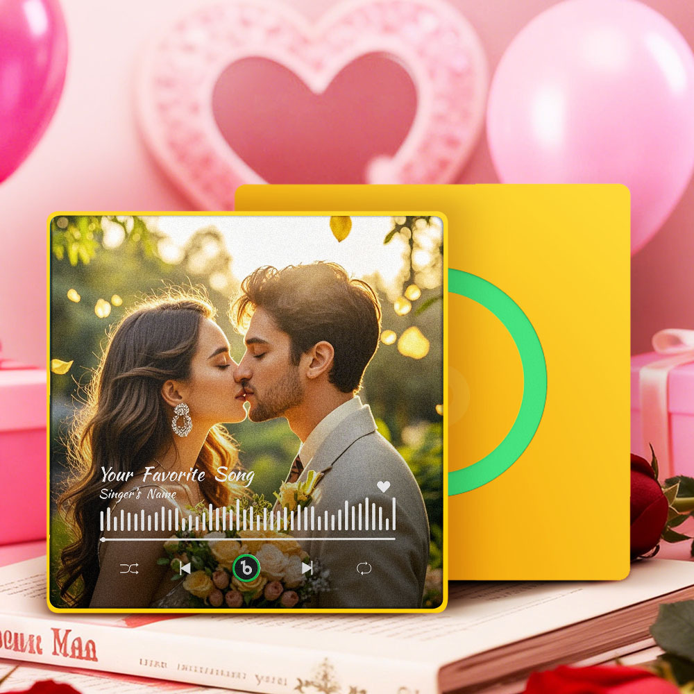 Personalized Song Fridge Magnet Custom Fridge Magnet With Music and Photo Gift for Valentine's Day - MyCustomBrickFigures