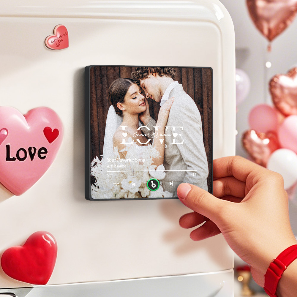 Custom Photo Music Box Fridge Magnet Atmosphere Love Heartfelt Gift For Couple Personalized Valentine's Day Gift - MyCustomBrickFigures