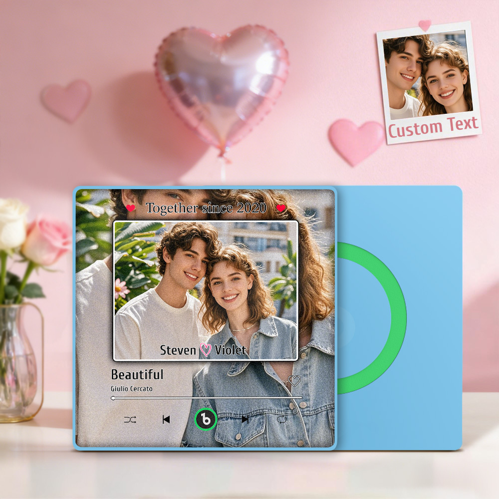 Custom Music Fridge Magnet Personalized Photo Song Magnet Valentine's Day Anniversary Gift for Couple - MyCustomBrickFigures
