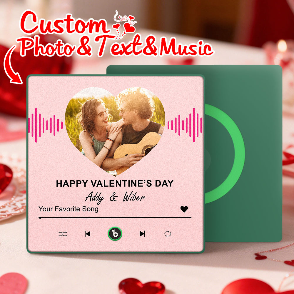 Custom Photo Music Fridge Magnet Personalized Photo Magnet With Music Valentine's Day Gift - MyCustomBrickFigures