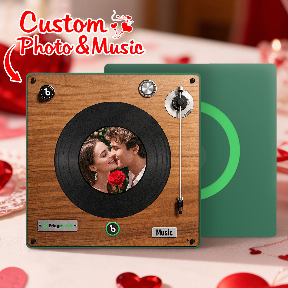 Custom Music Fridge Magnet Personalized Whole Song Photo Frame with Music Personalized Vinyl Record Picture Frame Valentine's Day Gifts for Boyfriend - MyCustomBrickFigures